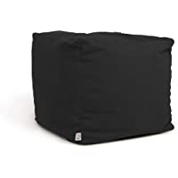 Arketicom Soft Cube - Puff de salón cuadrado y suave- desenfundable- 42 x 42 cm- color negro